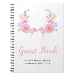 Pink Floral Ribbon Bridal Shower Guest Book ノートブック