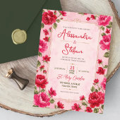Pink Floral Romantic Rose Elegant Garden 招待状
