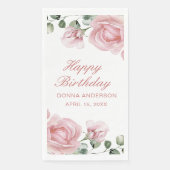 Pink Floral Rose Birthday Party Plate (正面)