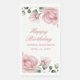 Pink Floral Rose Birthday Party Plate