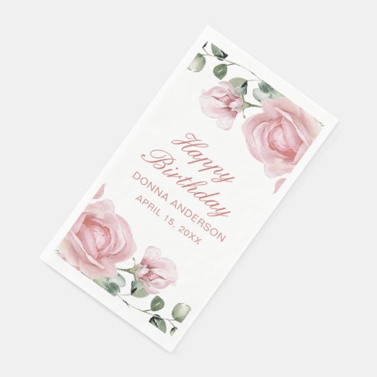 Pink Floral Rose Birthday Party Plate (コーナー)