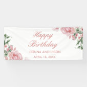 Pink Floral Rose Birthday Party Plate 横断幕 (横)