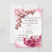 Pink Floral RSVP Card on White (正面)