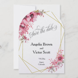 Pink Floral Save the Date Invitation 招待状