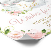 Pink Floral Sleeping Elephant Wishes for Baby Sign ポスター (角)