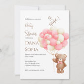 Pink floral Spanish Baby Shower Girl invitation 招待状 (正面)