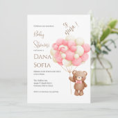 Pink floral Spanish Baby Shower Girl invitation 招待状 (スタンド正面)
