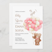 Pink floral Spanish Baby Shower Girl invitation 招待状 (正面/裏面)