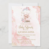 Pink floral Spanish Baby Shower Girl invitation 招待状 (正面)