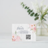 Pink Floral Spring Wedding QR code Details Insert エンクロージャーカード (スタンド正面)