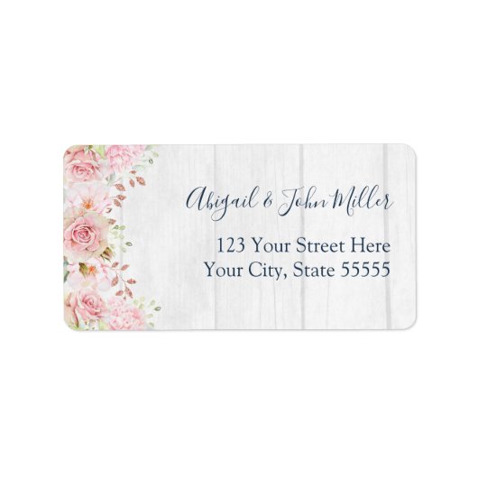 Pink Floral Spring Wedding RSVP Address Labels ラベル (正面)
