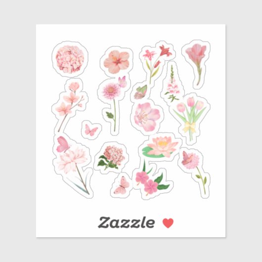 Pink Floral Sticker Pack シール (シート)
