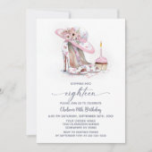 Pink Floral Stiletto Shoes 18th Birthday Party 招待状 (正面)