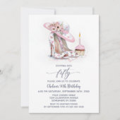 Pink Floral Stiletto Shoes 50th Birthday Party 招待状 (正面)
