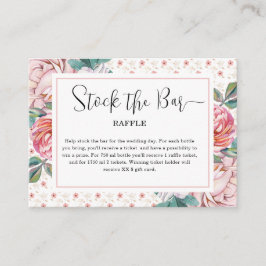 Pink Floral Stock the bar Bridal Shower  エンクロージャーカード