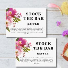 Pink Floral Stock the bar Bridal Shower   エンクロージャーカード