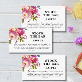 Pink Floral Stock the bar Bridal Shower   エンクロージャーカード