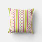 Pink Floral Stripe Pillow クッション (正面)
