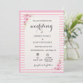 Pink Floral Striped Wedding Invitation 招待状 (スタンド正面)