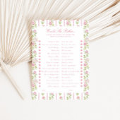 Pink Floral Striped Would she rather Game Card 招待状