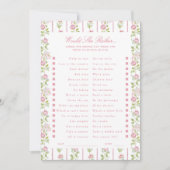 Pink Floral Striped Would she rather Game Card 招待状 (正面)