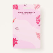 Pink Floral Style Homeschool ID Card バッジ (裏面)
