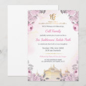 Pink Floral Sukhmani Sahib Path Invitation 招待状 (正面/裏面)