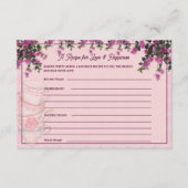 Pink Floral Teacups Bridal Shower Recipe Card エンクロージャーカード (正面)