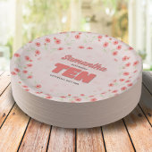 Pink Floral Tenth Birthday Girl Party Custom ペーパープレート