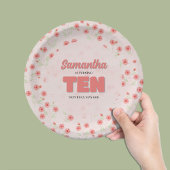 Pink Floral Tenth Birthday Girl Party Custom ペーパープレート