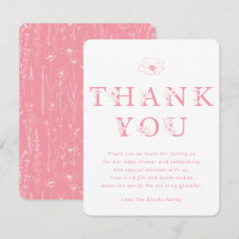 Pink Floral Thank You Card | Baby Shower サンキューカード