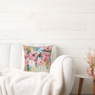 Pink Floral Throw Pillow クッション
