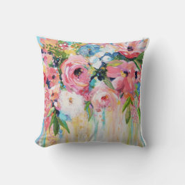 Pink Floral Throw Pillow クッション