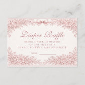 Pink Floral Toile Diapper Raffle エンクロージャーカード (正面)