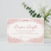 Pink Floral Toile Diapper Raffle エンクロージャーカード (スタンド正面)