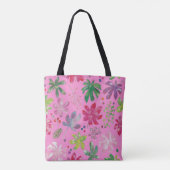 Pink Floral Tote Bag – Cute Botanical Pattern トートバッグ (裏面)