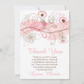 Pink Floral Twist Bridal Shower  サンキューカード (正面)