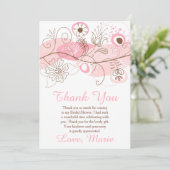 Pink Floral Twist Bridal Shower  サンキューカード (スタンド正面)
