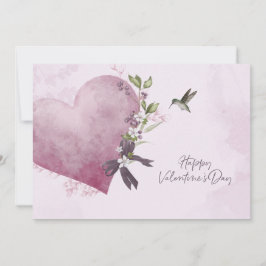 Pink Floral Valentine's Day Card with Floral Heart 招待状
