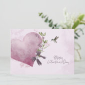 Pink Floral Valentine's Day Card with Floral Heart 招待状 (スタンド正面)
