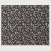 Pink Floral Vine Pattern on Dark Gray ラッピングペーパー (フラット)