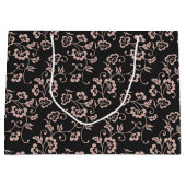 Pink Floral Vine Pattern on Dark Gray ラージペーパーバッグ (正面)