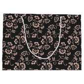 Pink Floral Vine Pattern on Dark Gray ラージペーパーバッグ (裏面)