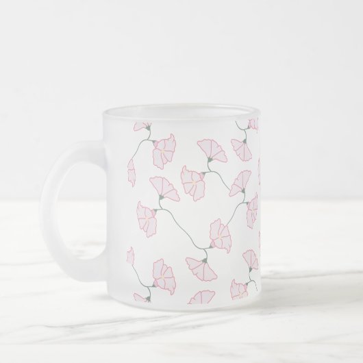 Pink Floral Vines Flowers Mug  フロストグラスマグカップ (左)