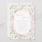 Pink Floral Vintage Bridal Shower  招待状 (正面)