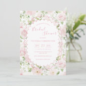 Pink Floral Vintage Bridal Shower  招待状 (スタンド正面)