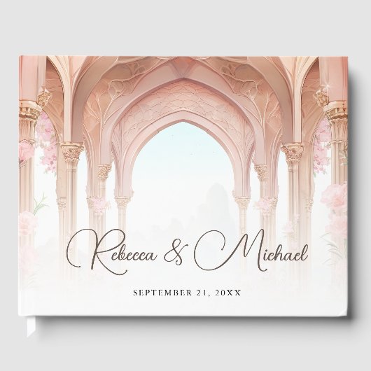 Pink Floral Vintage Fairytale Wedding ゲストブック (正面)