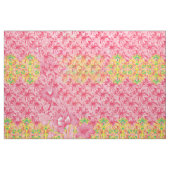 Pink Floral Wallpaper. Boho Ethnic Textile ファブリック (ヤード)