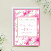 Pink Floral | Watercolor Azalea | Graduation 招待状