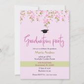 Pink Floral Watercolor Graduation Party Invitation 招待状 (正面)